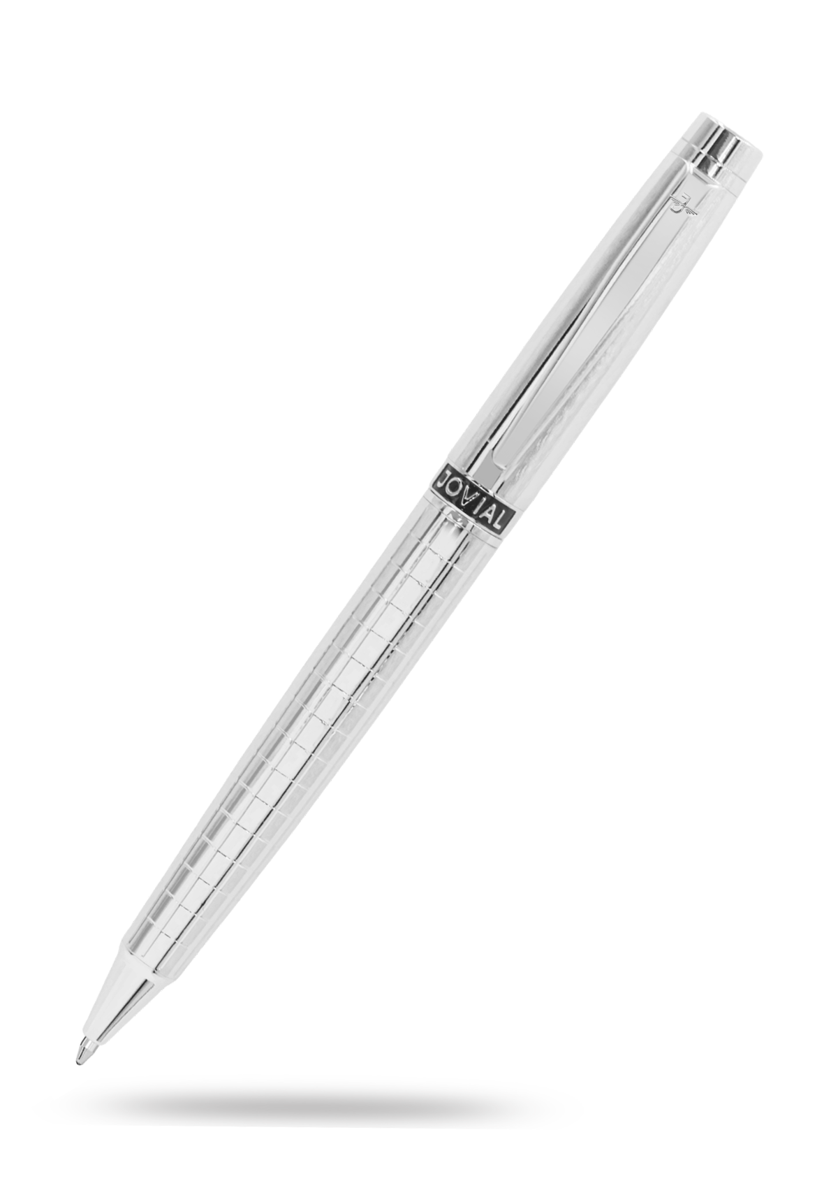Silver pen on a white background