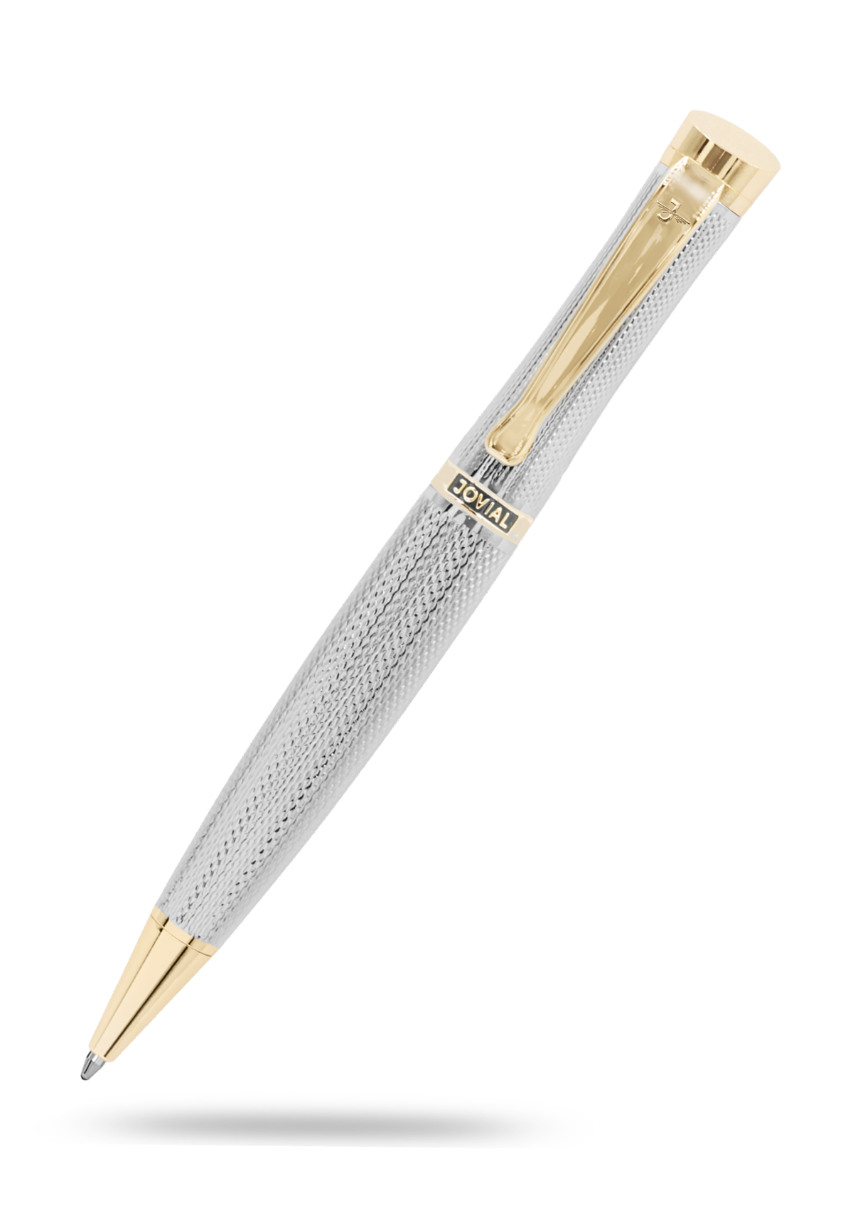 Silver and gold pen on a white background