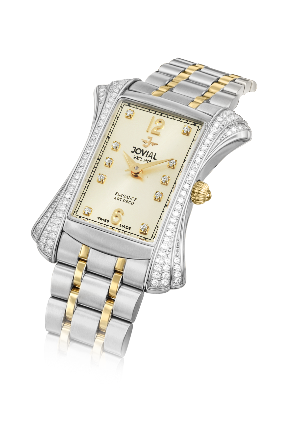 Luxury watch with gold and silver design on a white background