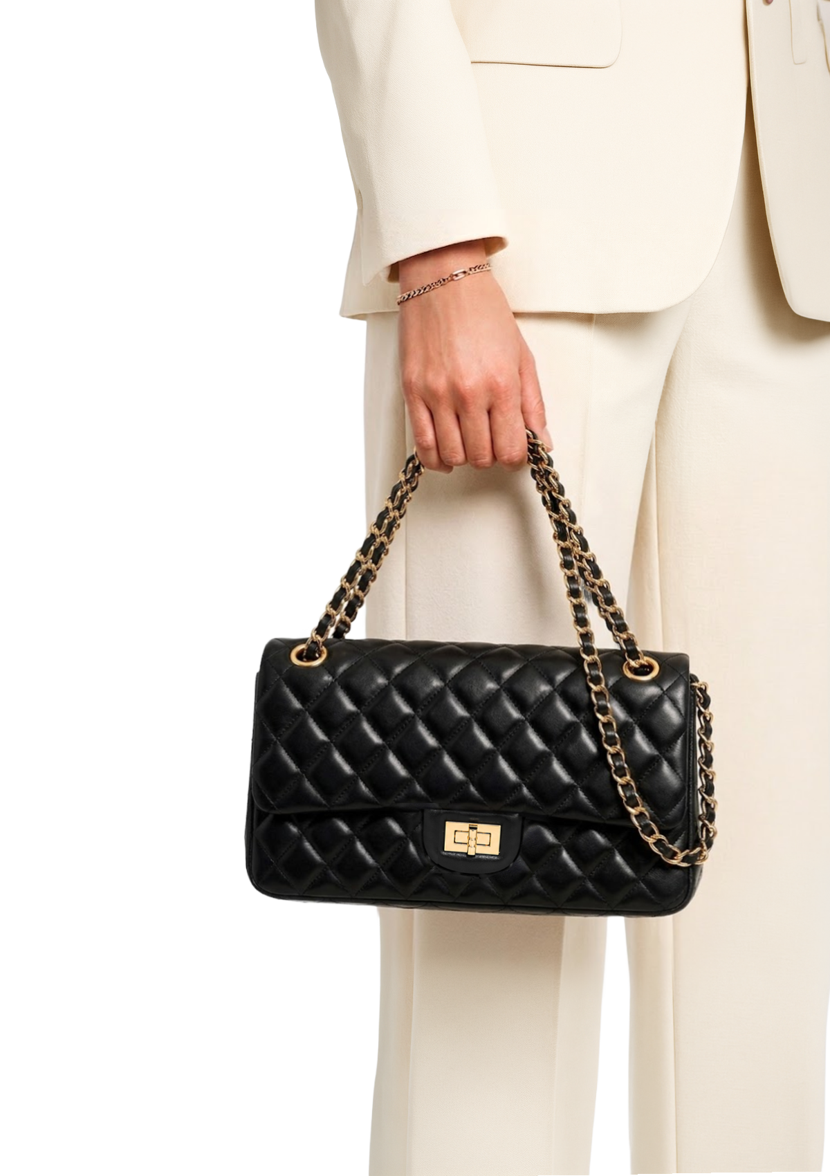 Quilted Flap Bag in Black