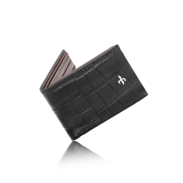 JW 10096 BR – Croc-Pattern Bi-Fold Wallet