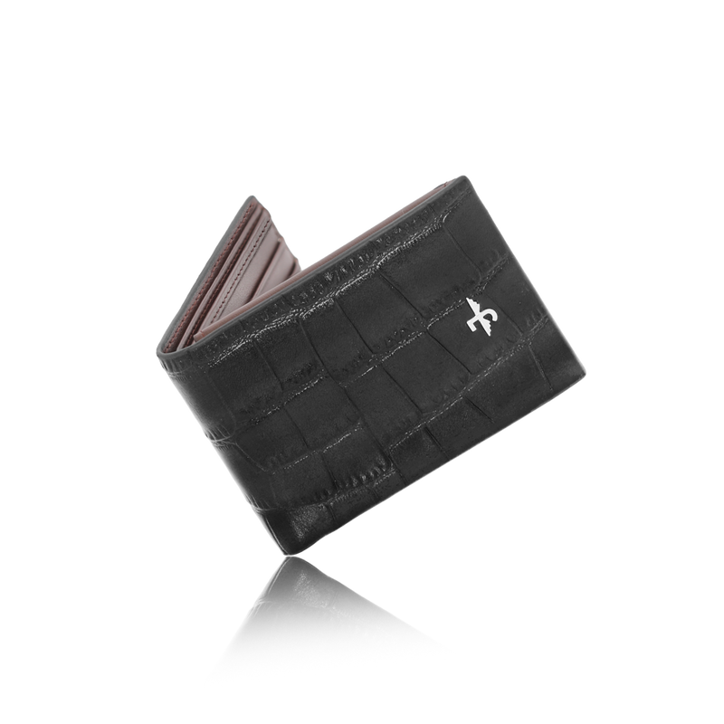 JW 10096 BR – Croc-Pattern Bi-Fold Wallet