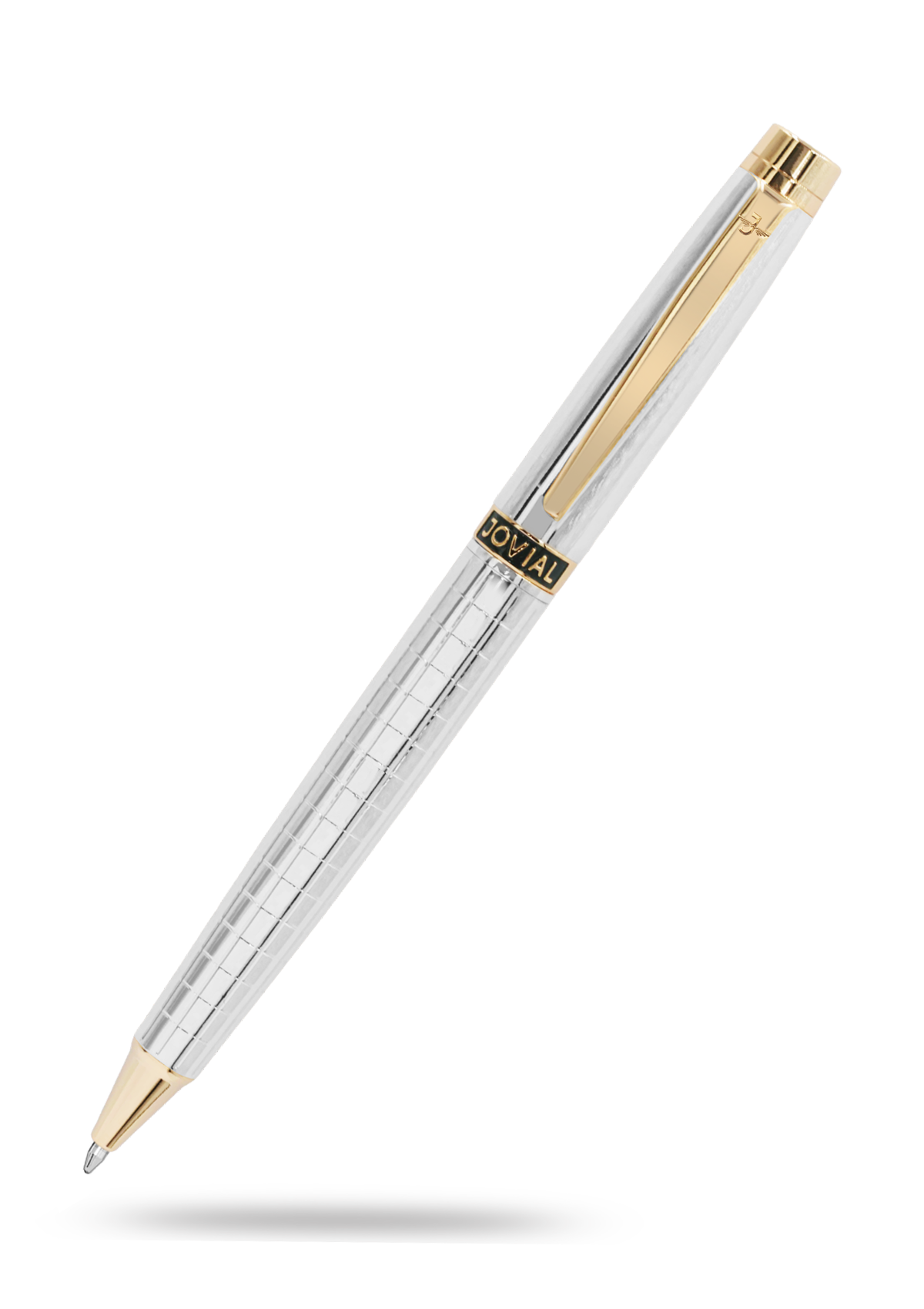 Silver and gold pen on a white background