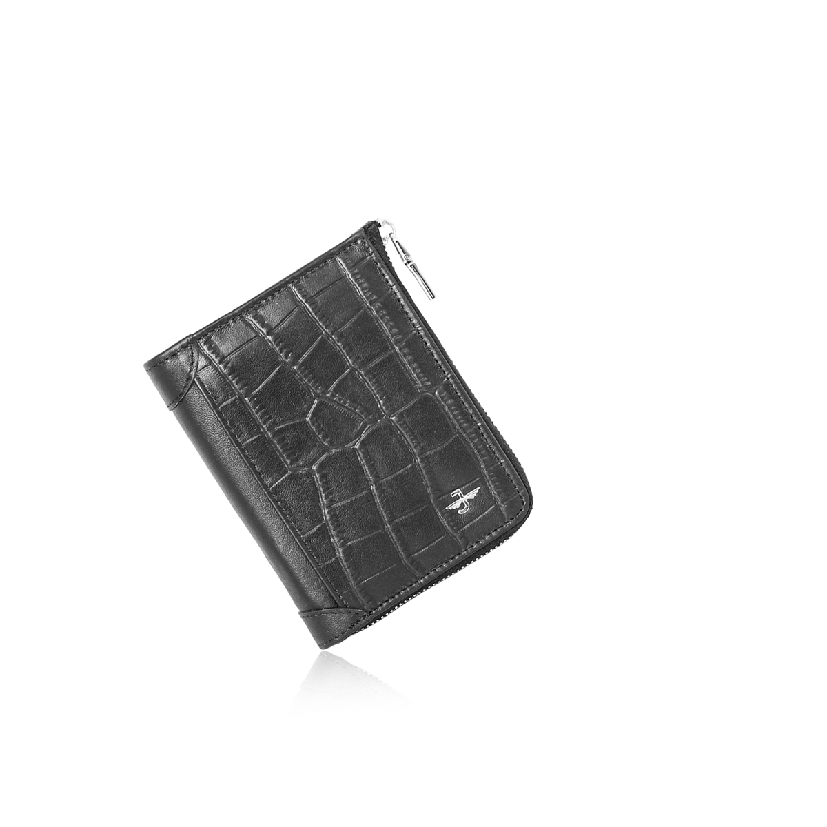 JW 760525 BK – Zip-Around Wallet with Croc-Embossed