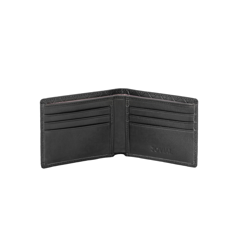 JW H02 BK – Quilted Leather Bi-Fold Wallet
