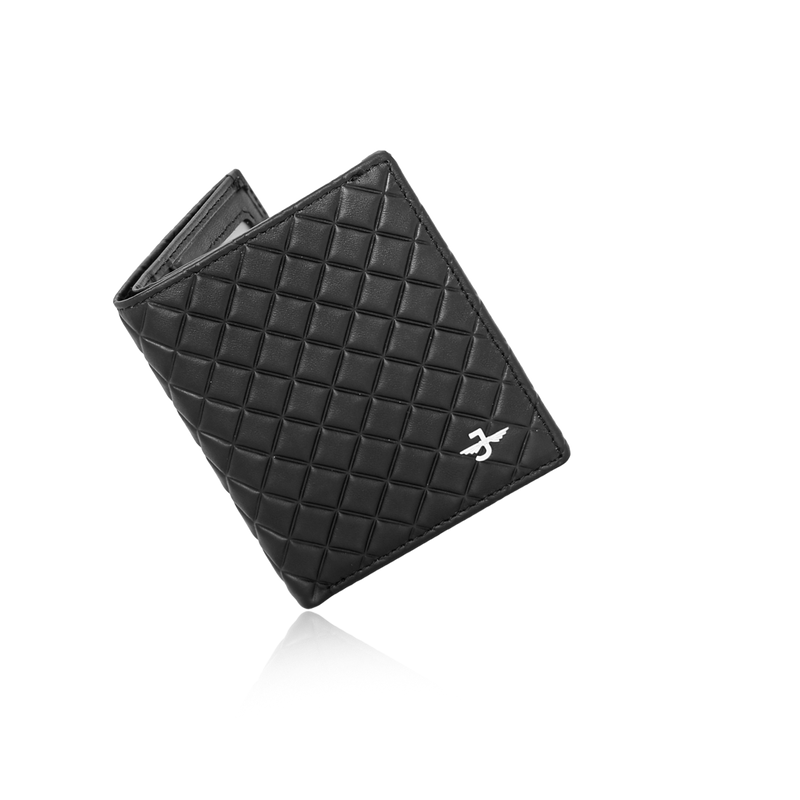 JW H05 BK – Vertical Quilted Leather Wallet