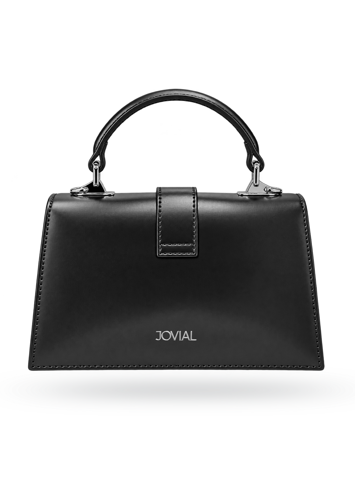 Vintage-Inspired Black Trunk Bag with Embossed Geometric Detail