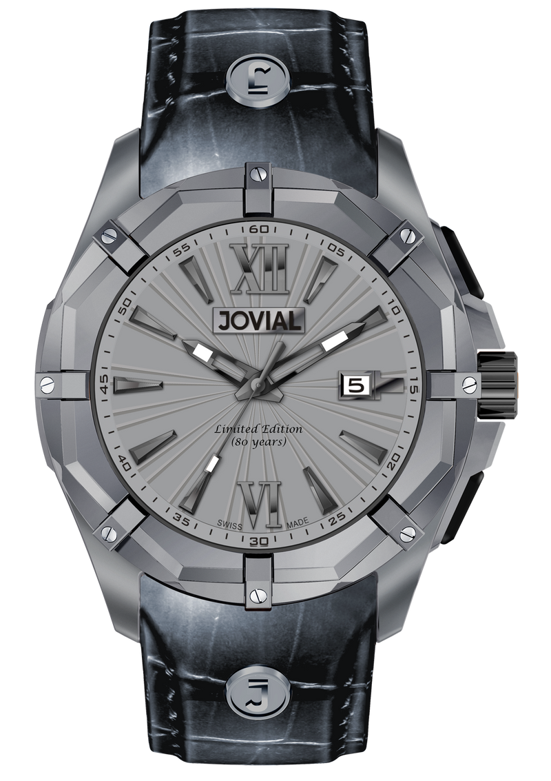 Chrono JOVIAL Watch 12016 GILQ 60 Gents Titanium (Grey) 46mm Rubber
