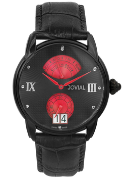 A Classic JOVIAL watch 6606GBLQ 13 Gents Black (Black) 44mm Genuine Leather