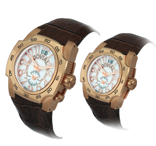 Classic Couple JOVIAL Watch 7216GRLQ31-7216LRLQ31 G&L Rose Gold (White) Genuine leather
