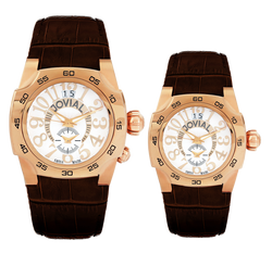 Classic Couple JOVIAL Watch 7216GRLQ31-7216LRLQ31 G&L Rose Gold (White) Genuine leather