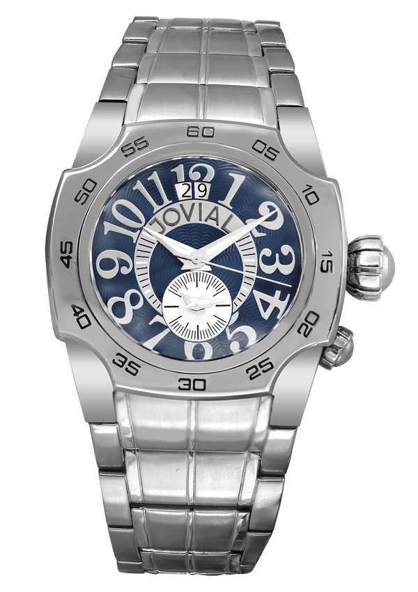 Classic JOVIAL Watch 7202GSLQ04 Gents Silver (Blue) 42mm Bracelet 
