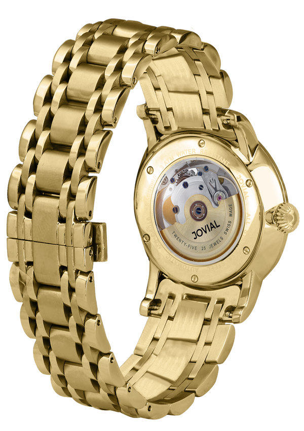 Automatic classic JOVIAL watch 9108GGMA01 Gents Gold (White) 45mm Bracelet