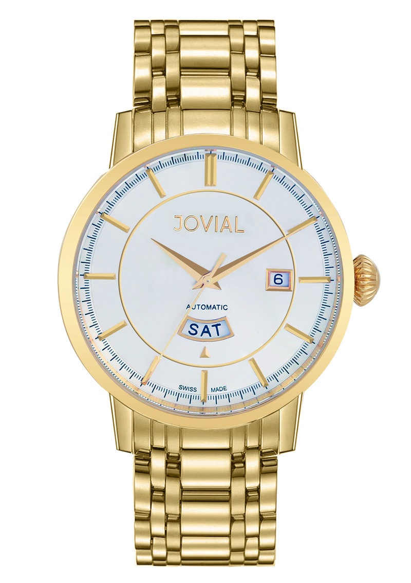 Automatic classic JOVIAL watch 9108GGMA01 Gents Gold (White) 45mm Bracelet