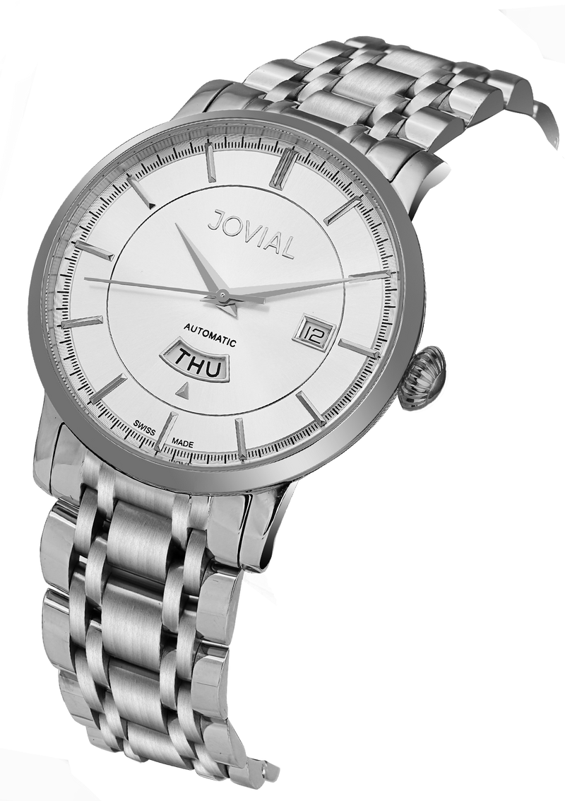 Automatic classic JOVIAL watch 9108GSMA01 Gents Silver(white) 42mm Bracelet