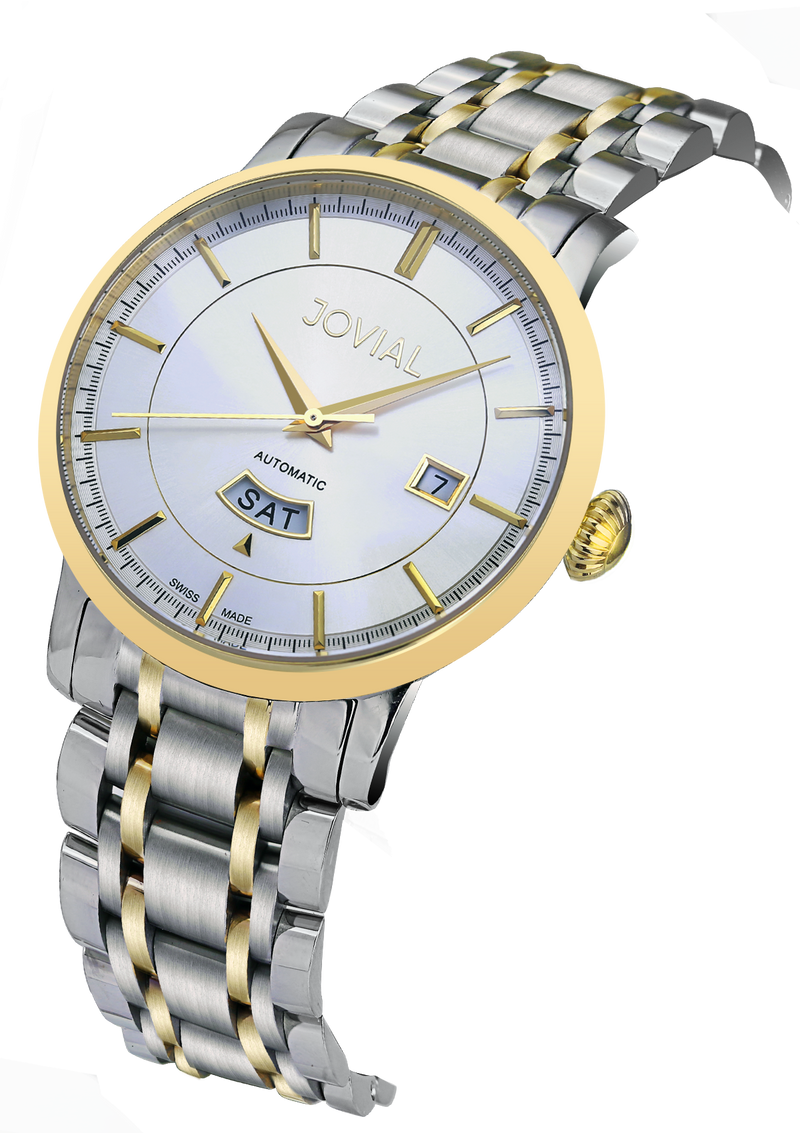 Automatic classic JOVIAL watch 9108GTMA01 Gents two tone Gold (White) 42mm Bracelet